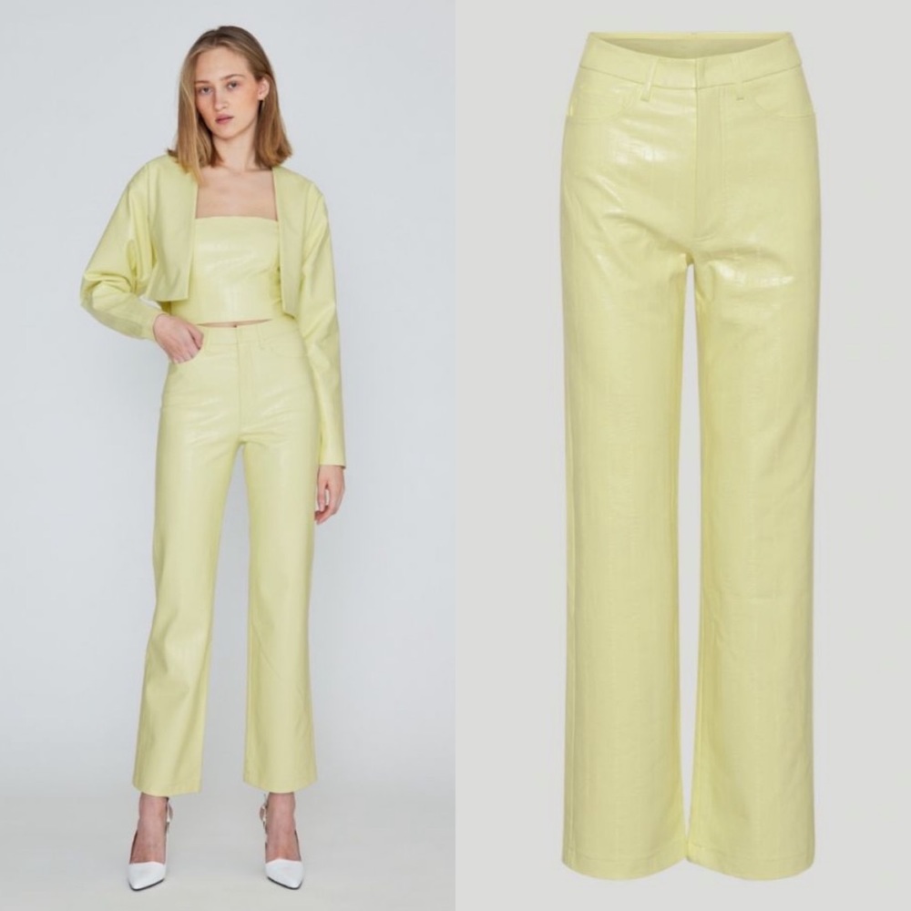 ROTATE Birger Christensen Rotie Pants in Luminary Green / Yellow Size 34 - NWT